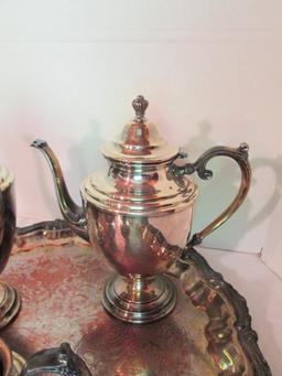 William Rogers Silverplated Coffee/Tea Service and Silver over Copper Serving Tray