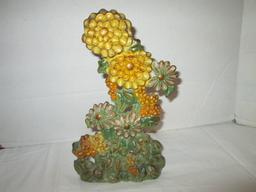 Handpainted Cast Metal Hydrangea Doorstop