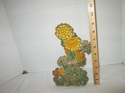 Handpainted Cast Metal Hydrangea Doorstop