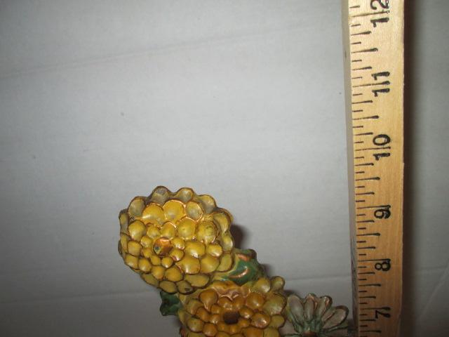 Handpainted Cast Metal Hydrangea Doorstop