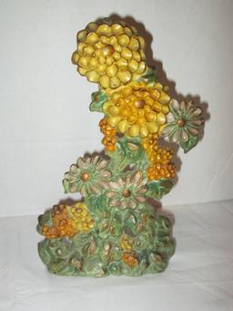 Handpainted Cast Metal Hydrangea Doorstop