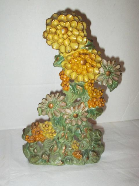 Handpainted Cast Metal Hydrangea Doorstop