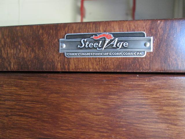 Steel Age Metal Wood Grain 5 Drawer File Cabinet