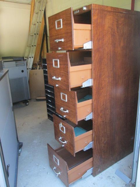 Steel Age Metal Wood Grain 5 Drawer File Cabinet