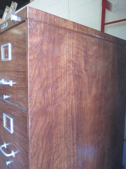 Steel Age Metal Wood Grain 5 Drawer File Cabinet