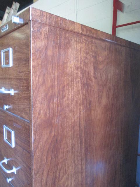 Steel Age Metal Wood Grain 5 Drawer File Cabinet