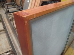 Wood Framed Message Center/Bulletin Board with Sliding Glass Doors