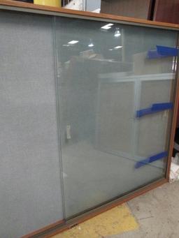 Wood Framed Message Center/Bulletin Board with Sliding Glass Doors