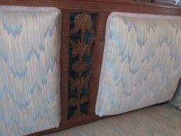 Vintage Eastlake Victorian Rolled Arm Settee with Burl Wood Accents