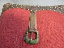 Suede Patchwork and Western Belt Buckle Throw Pillows