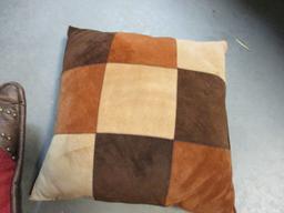 Suede Patchwork and Western Belt Buckle Throw Pillows