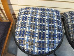 Pair of Contemporary Curved Metal with Upholstered Seat Counter Stools