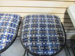 Pair of Contemporary Curved Metal with Upholstered Seat Counter Stools