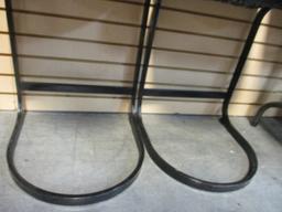 Pair of Contemporary Curved Metal with Upholstered Seat Counter Stools