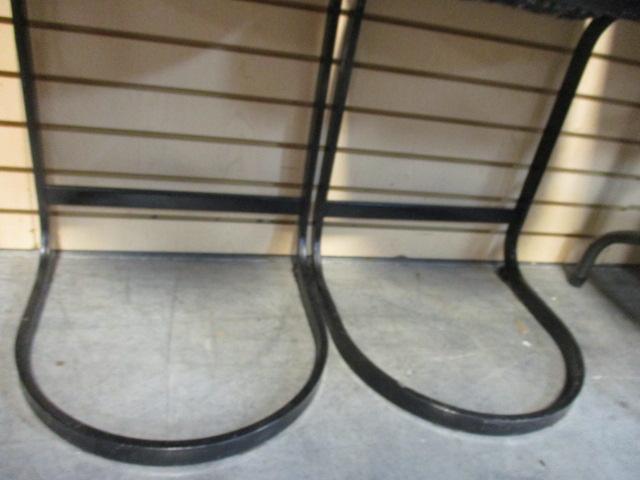 Pair of Contemporary Curved Metal with Upholstered Seat Counter Stools