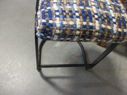 Pair of Contemporary Curved Metal with Upholstered Seat Counter Stools