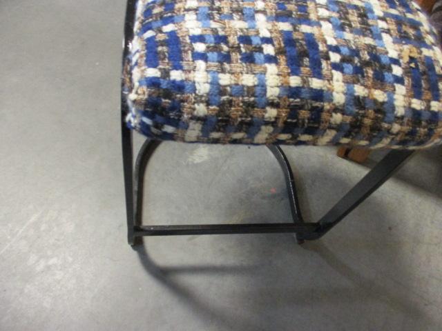 Pair of Contemporary Curved Metal with Upholstered Seat Counter Stools