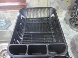 Black Ceramic Utensil Crock, Spoon Rest and Black Dish Drainer