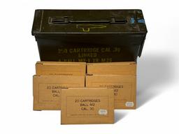 NIB 98rds. of .30-06 SPRG. 150gr. FMJ BALL M2 PMC Ammunition in Metal Can