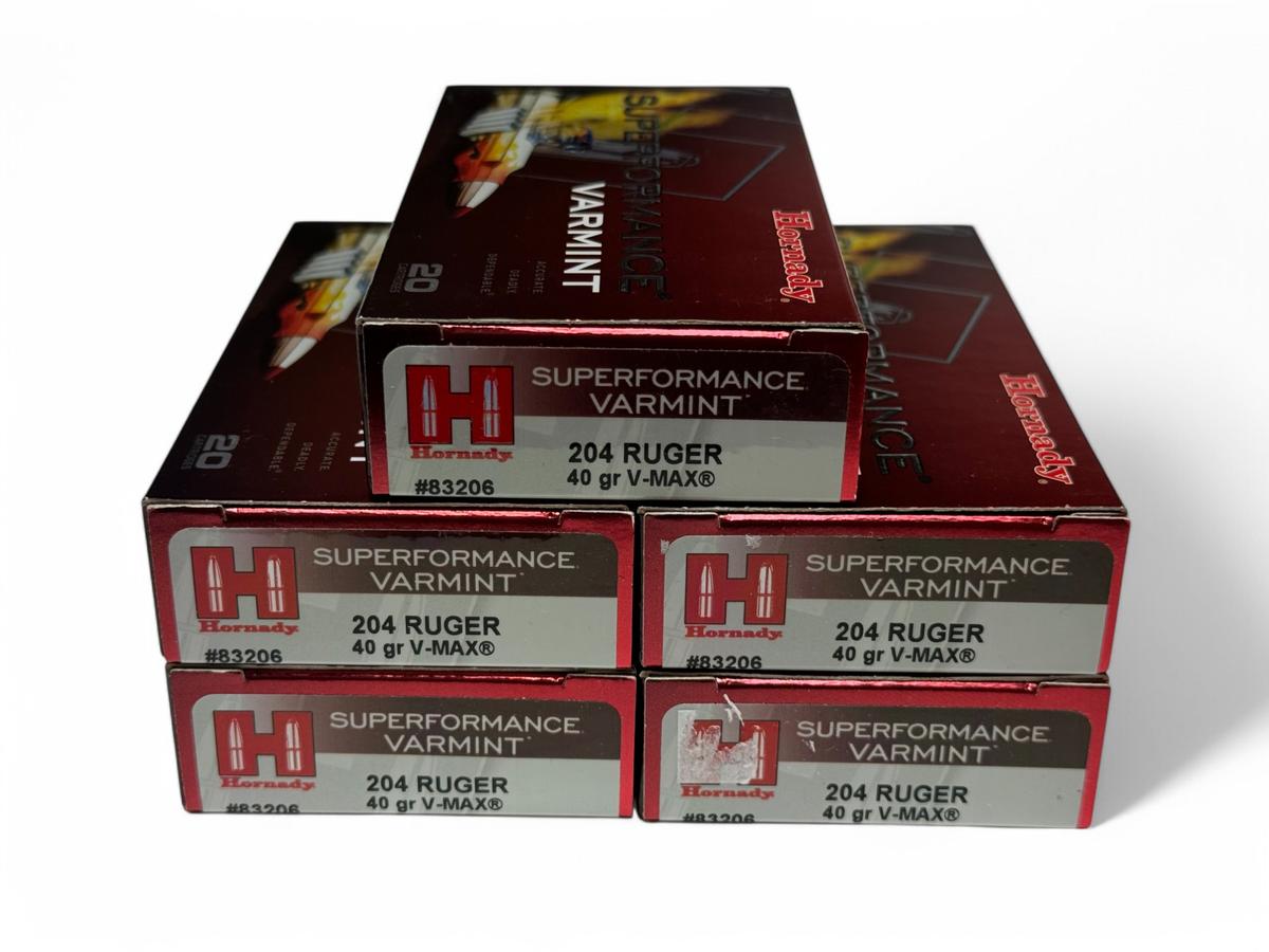 NIB 100rds. of .204 RUGER 40gr. V-MAX Hornady Superformance Varmint Ammunition