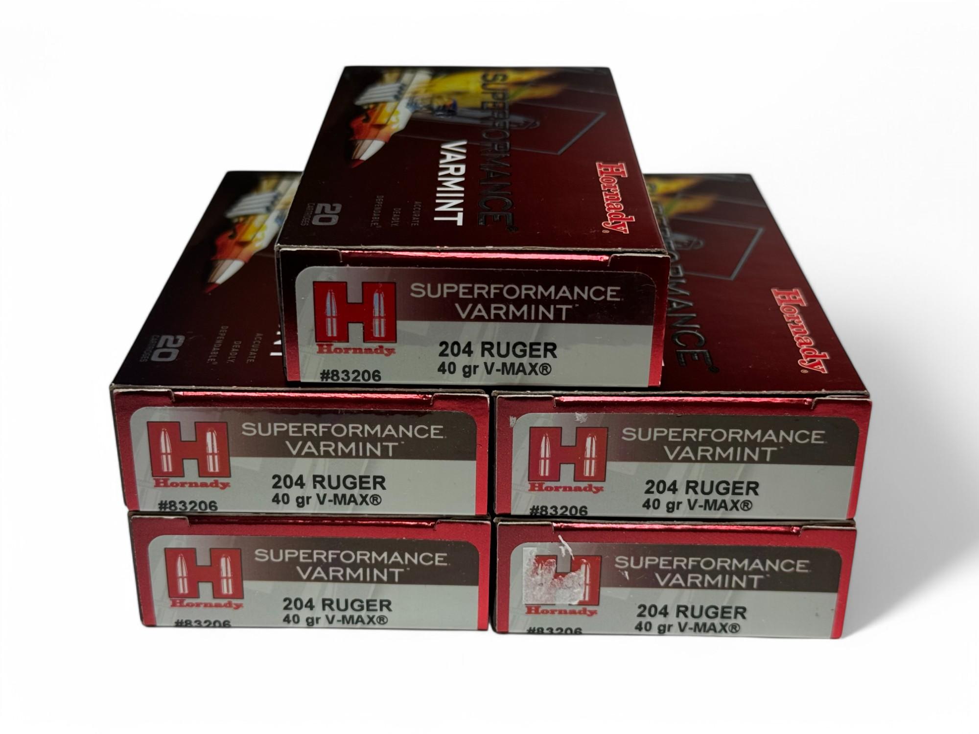 NIB 100rds. of .204 RUGER 40gr. V-MAX Hornady Superformance Varmint Ammunition