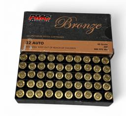 NIB 50rds. of .32 AUTO 71gr. JHP PMC Bronze Ammunition