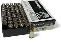 NIB 100rds. of .45 AUTO 230gr. BJHP Remington Golden Saber Personal Defense Ammunition
