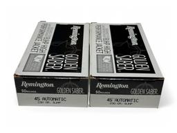 NIB 100rds. of .45 AUTO 230gr. BJHP Remington Golden Saber Personal Defense Ammunition