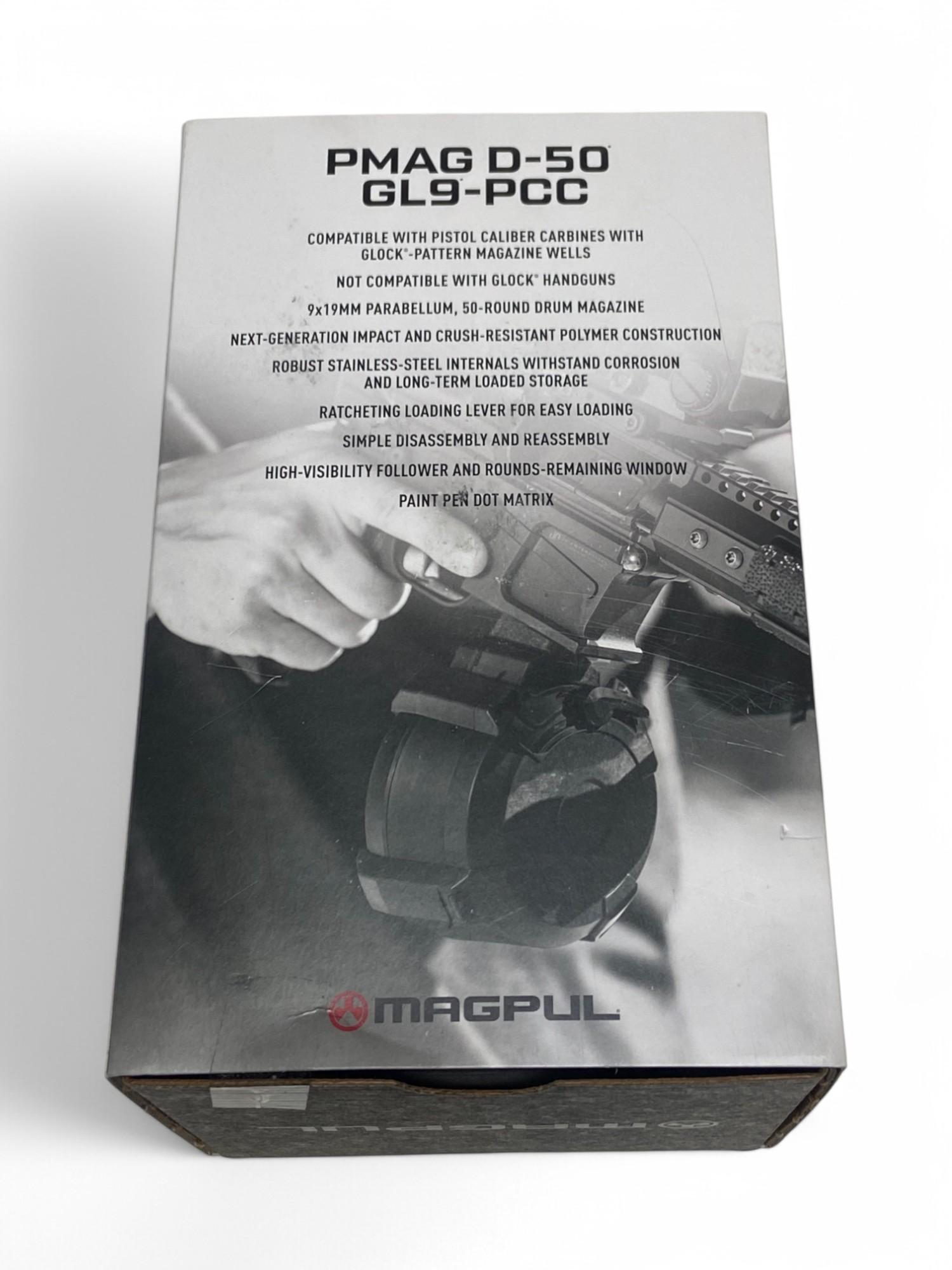NIB Magpul Pmag D-50 GL9-PCC 9x19mm Parabellum 50rd. Drum Mag
