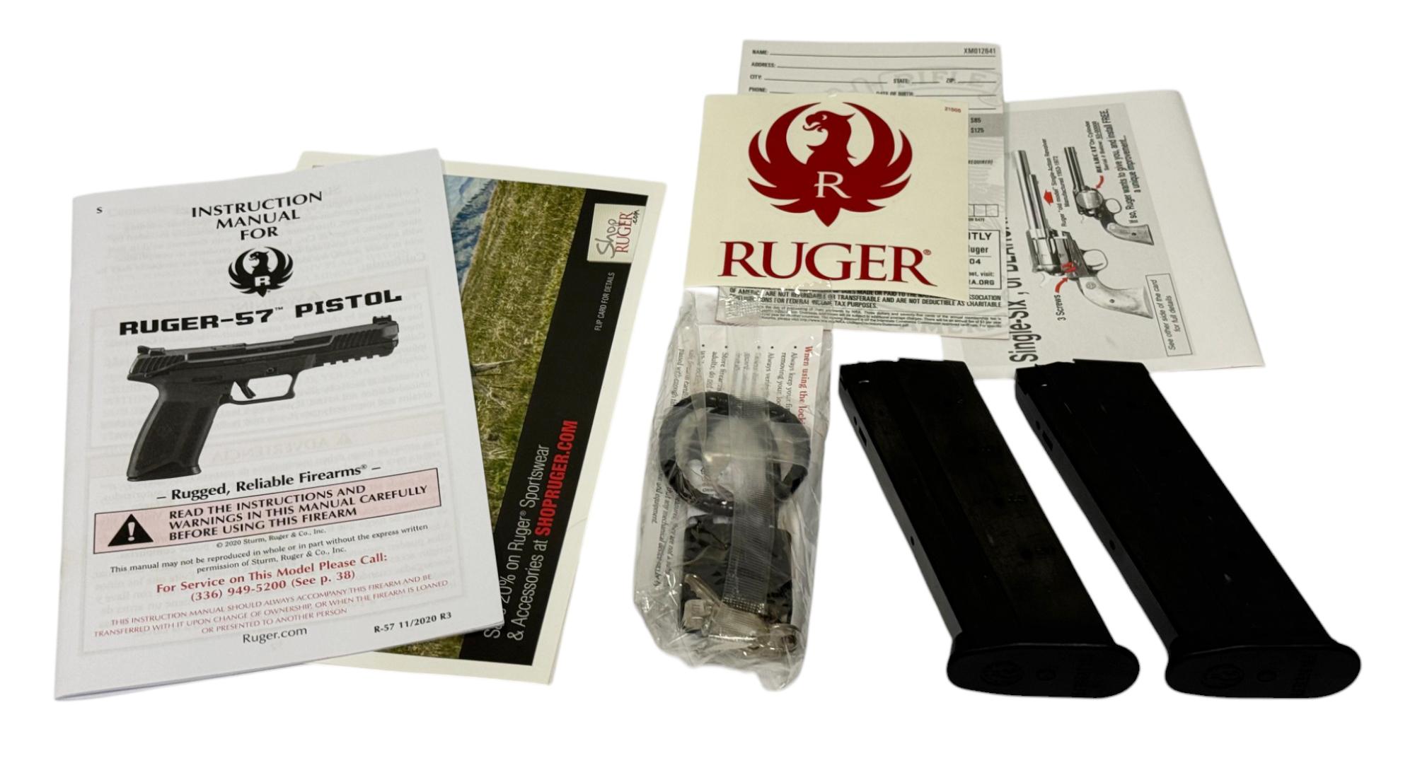 NIB Ruger-57 Semi-Automatic 5.7x28mm Pistol with Optic Plate and Ambidextrous Safety