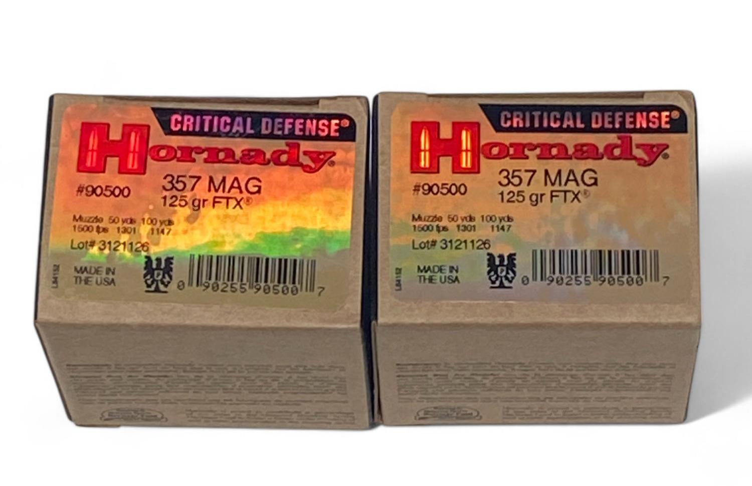 NIB 50rds. of .357 MAGNUM 125gr. FTX Hornady Critical Defense Ammunition