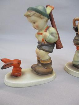 3 Goebel Hummel Figurines "Little Fiddler"  6" - "Happy Traveler"  5" - "Sensitive Hunter " 5"  Has