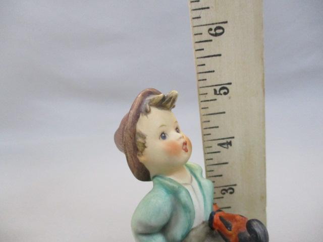 3 Goebel Hummel Figurines "Little Fiddler"  6" - "Happy Traveler"  5" - "Sensitive Hunter " 5"  Has