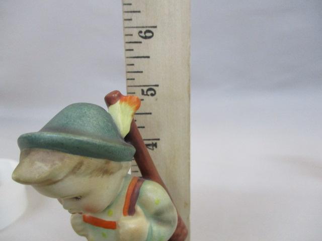 3 Goebel Hummel Figurines "Little Fiddler"  6" - "Happy Traveler"  5" - "Sensitive Hunter " 5"  Has