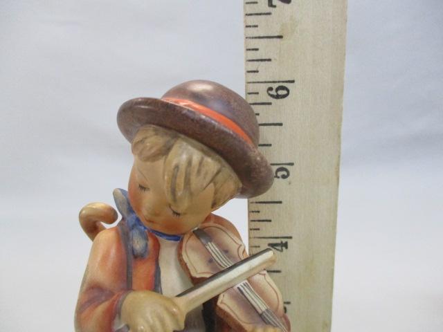 3 Goebel Hummel Figurines "Little Fiddler"  6" - "Happy Traveler"  5" - "Sensitive Hunter " 5"  Has