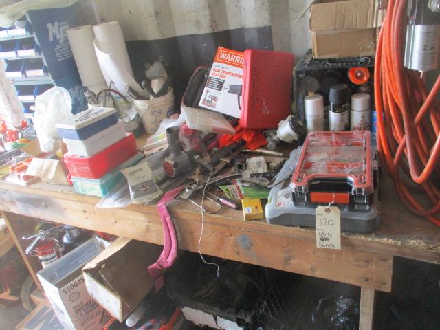 Bench Lot and Tools, Paint, etc..