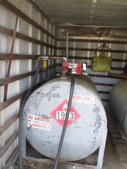 Two Fuel Tanks with Pump, Battery and Solar Power Charger in Enclosed  Storage Container
