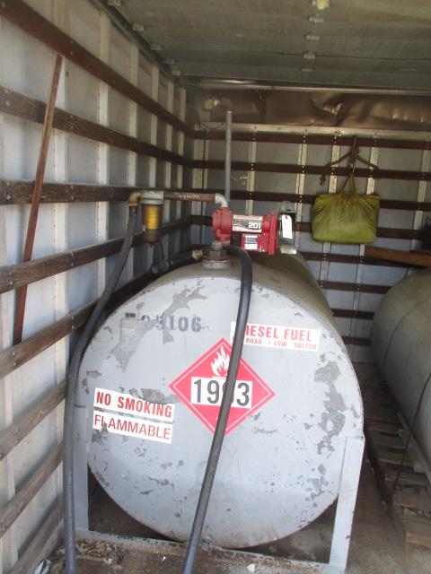 Two Fuel Tanks with Pump, Battery and Solar Power Charger in Enclosed  Storage Container