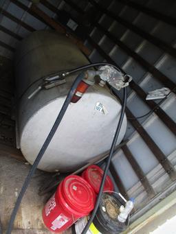 Two Fuel Tanks with Pump, Battery and Solar Power Charger in Enclosed  Storage Container