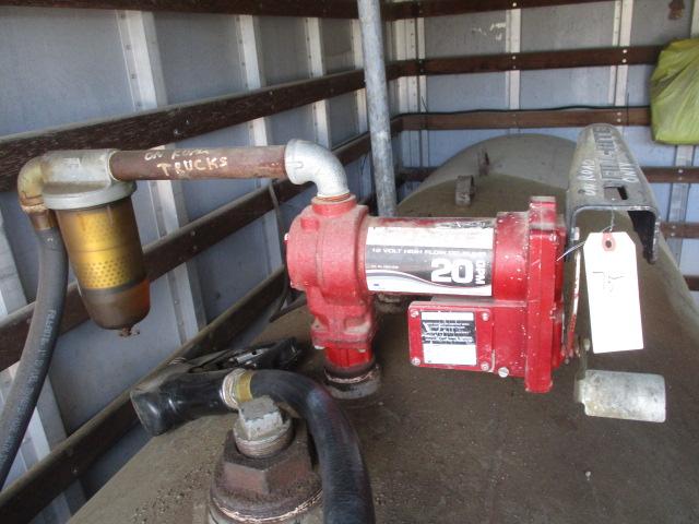Two Fuel Tanks with Pump, Battery and Solar Power Charger in Enclosed  Storage Container