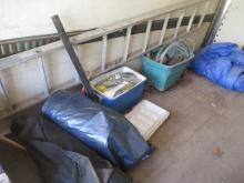 Corner Lot- Large Roll of Black Plastic, Cable, Ladder, Tarp,