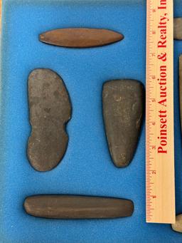 14pc. Curated Ancient Native American Hardstone Artifacts Cased Display