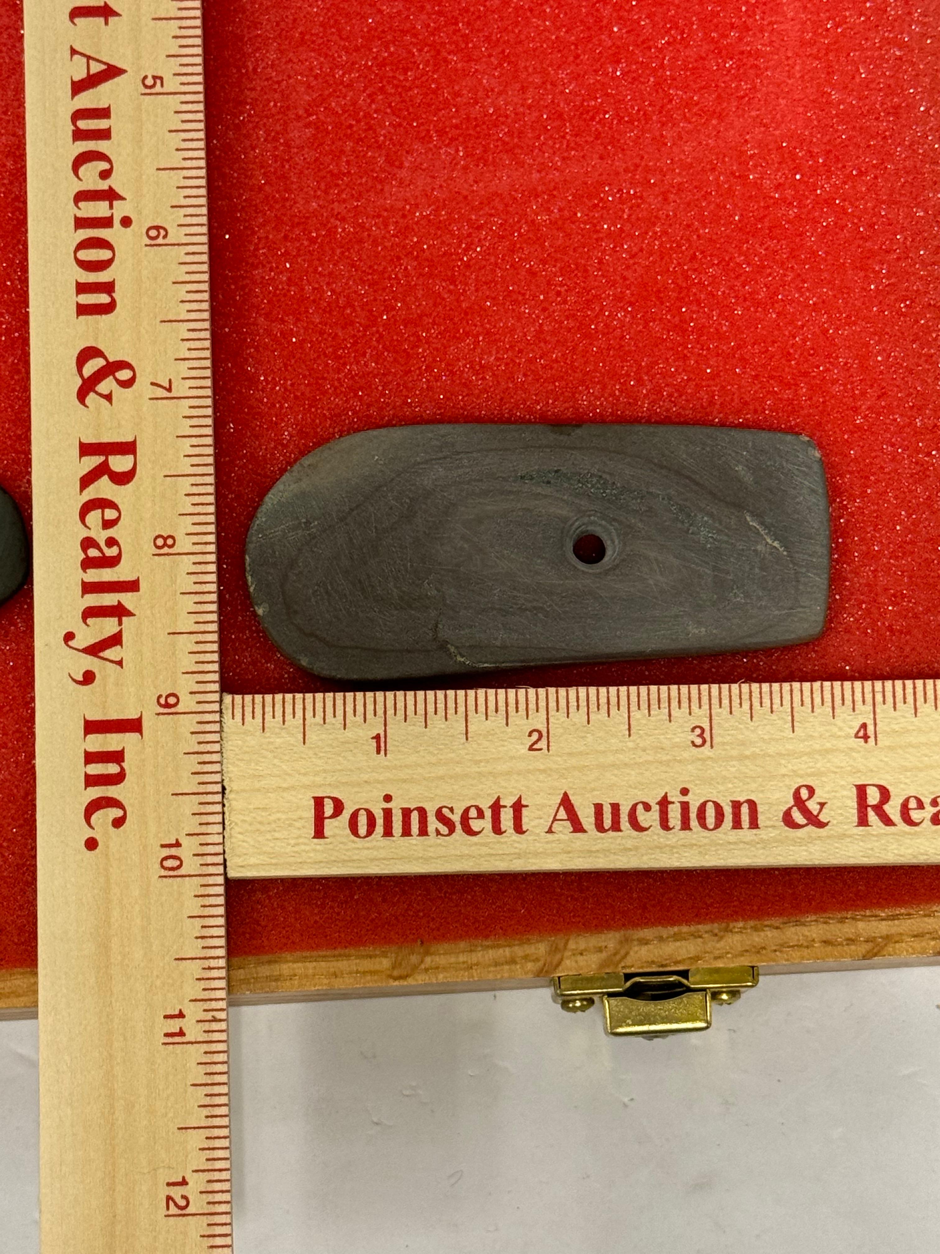 9pc. Curated Ancient Native American Slate Pendants / Gorgets Cased Display