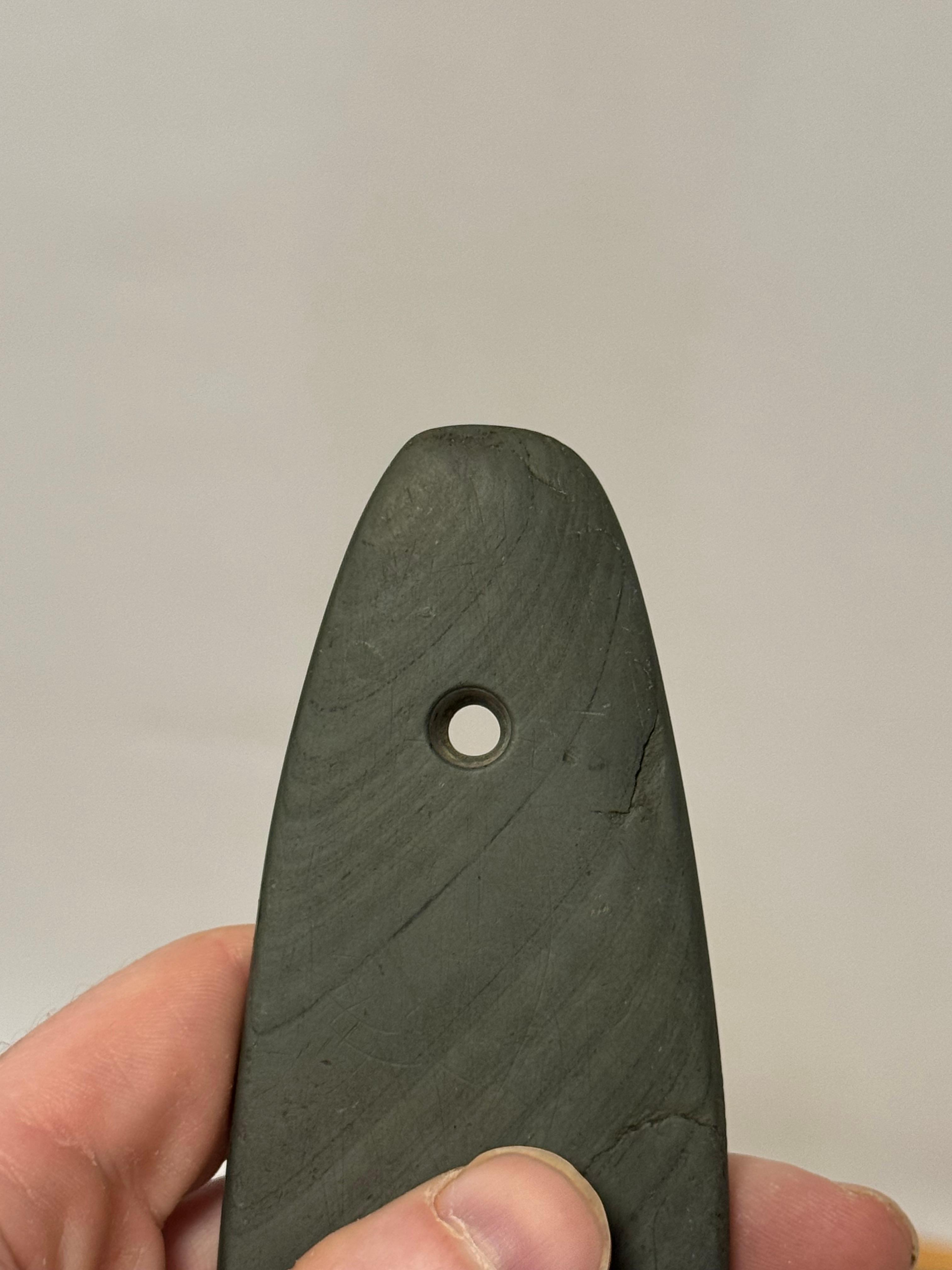 9pc. Curated Ancient Native American Slate Pendants / Gorgets Cased Display