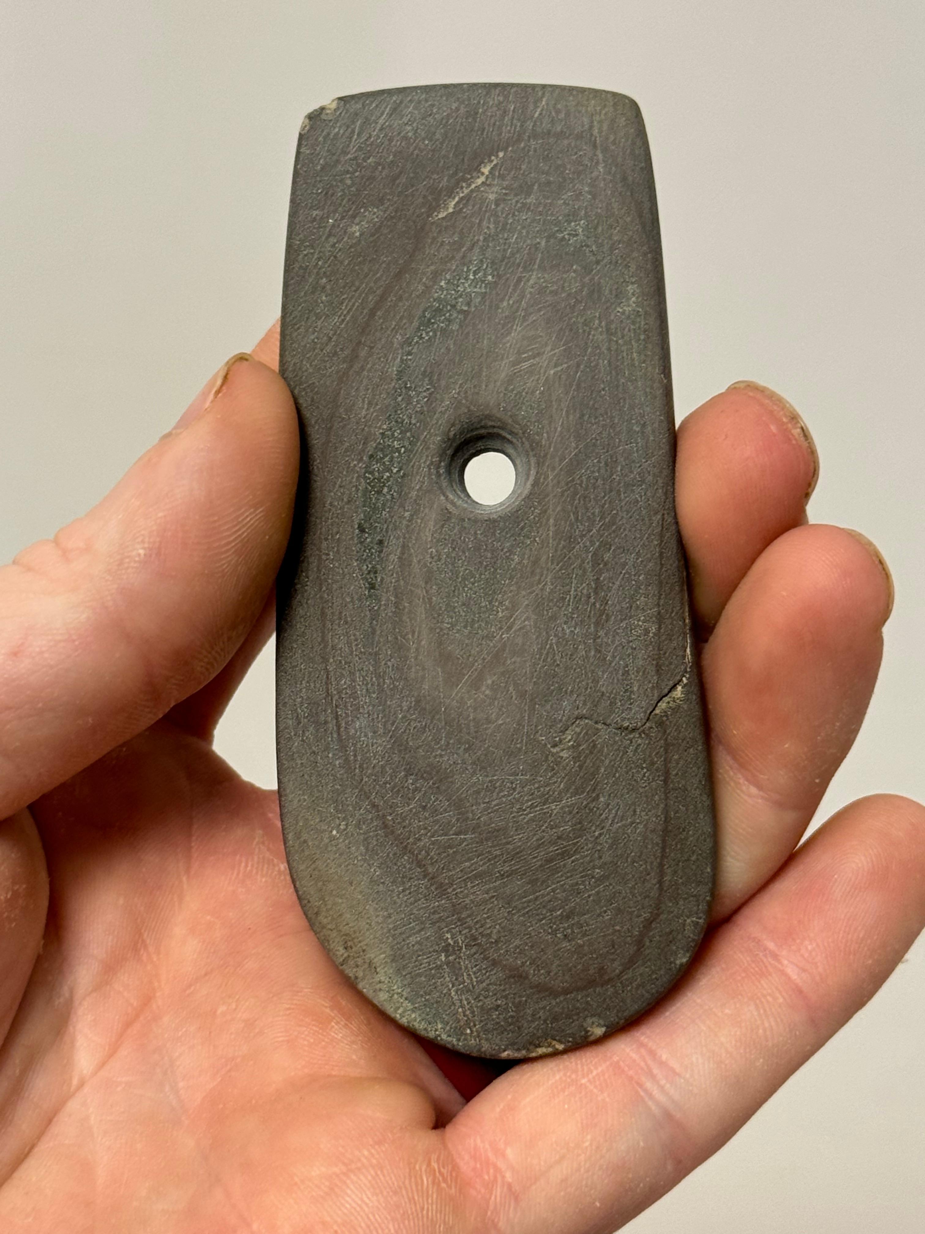 9pc. Curated Ancient Native American Slate Pendants / Gorgets Cased Display