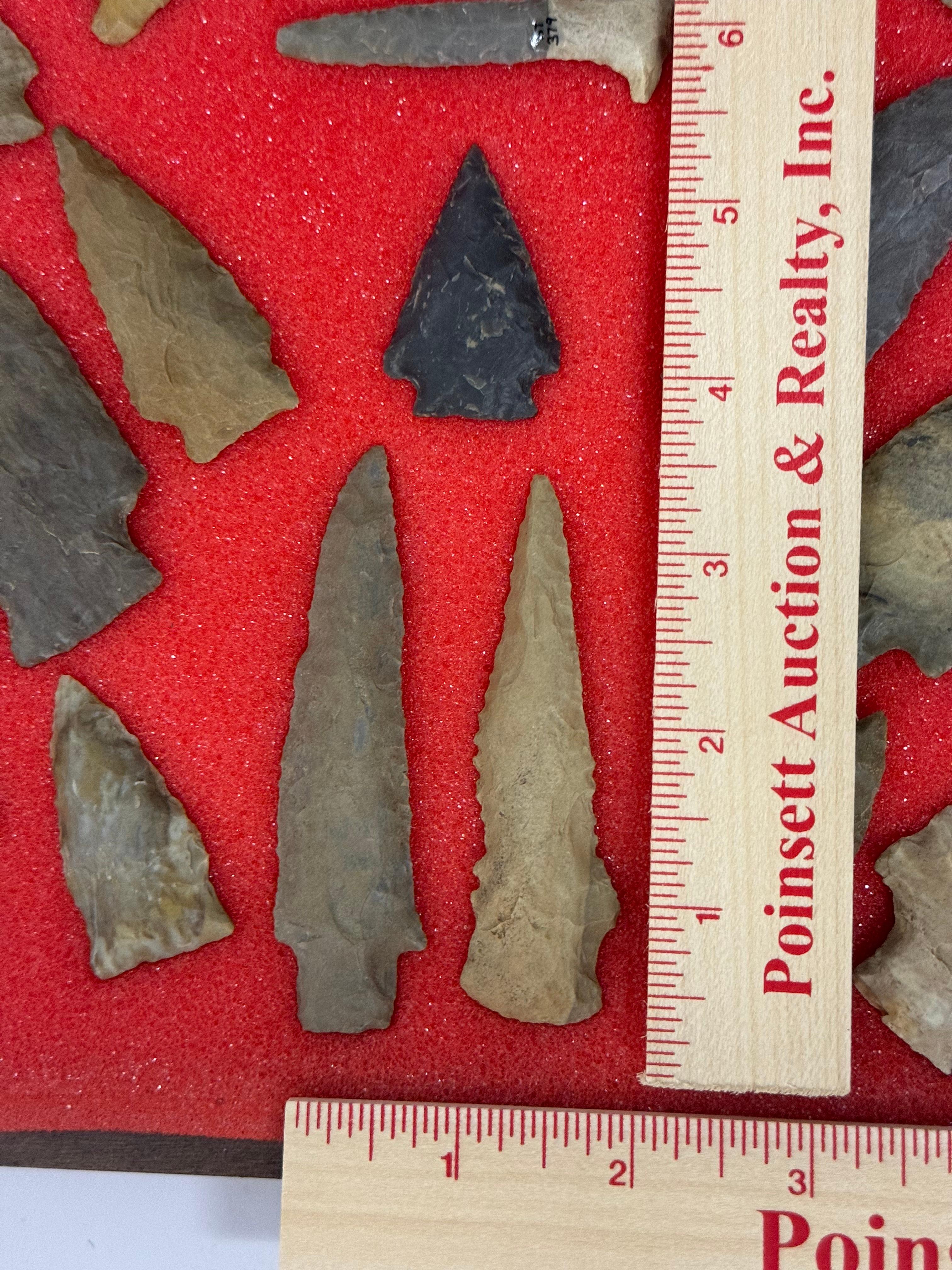 49pc. Curated Ancient Native American Projectile Point Cased Display from North Alabama