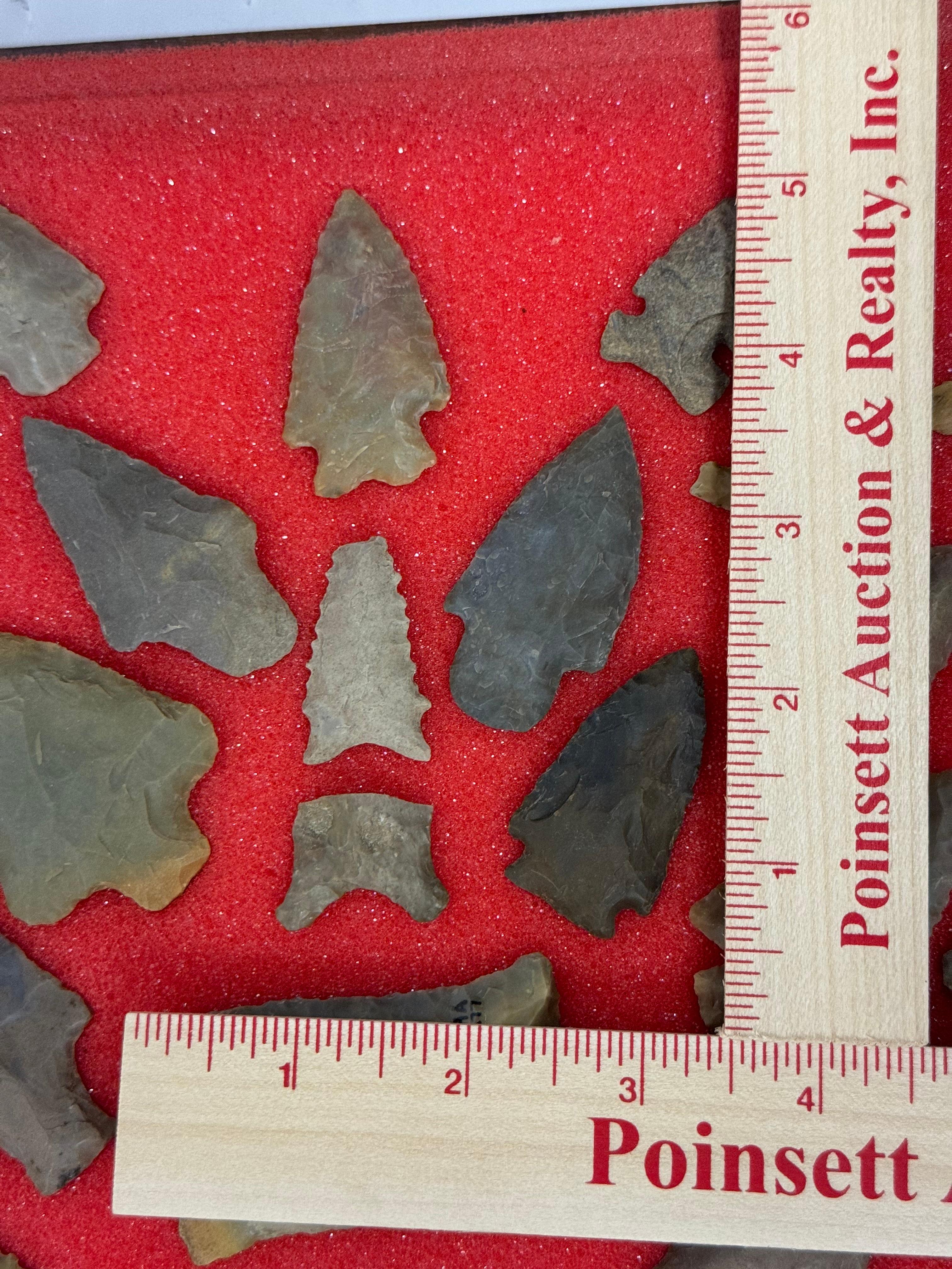 49pc. Curated Ancient Native American Projectile Point Cased Display from North Alabama