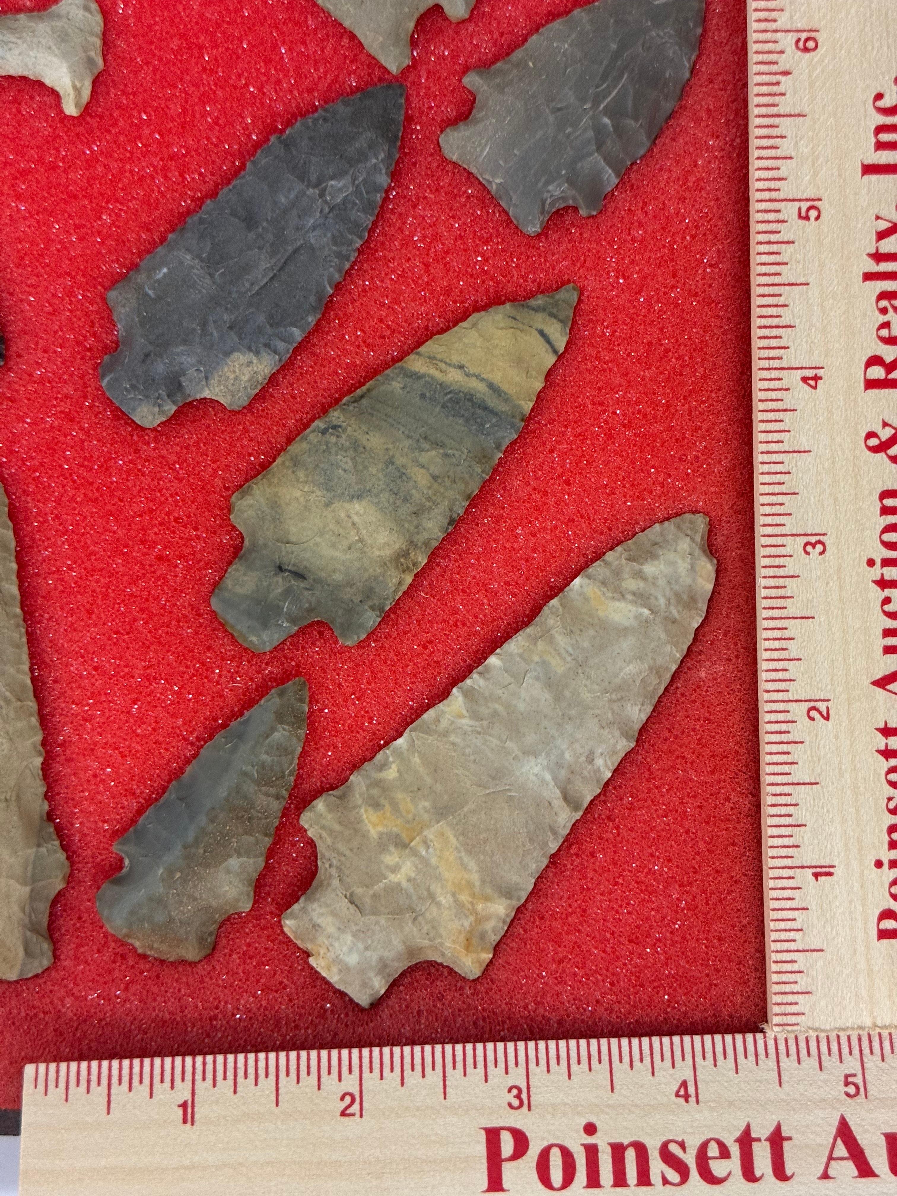 49pc. Curated Ancient Native American Projectile Point Cased Display from North Alabama