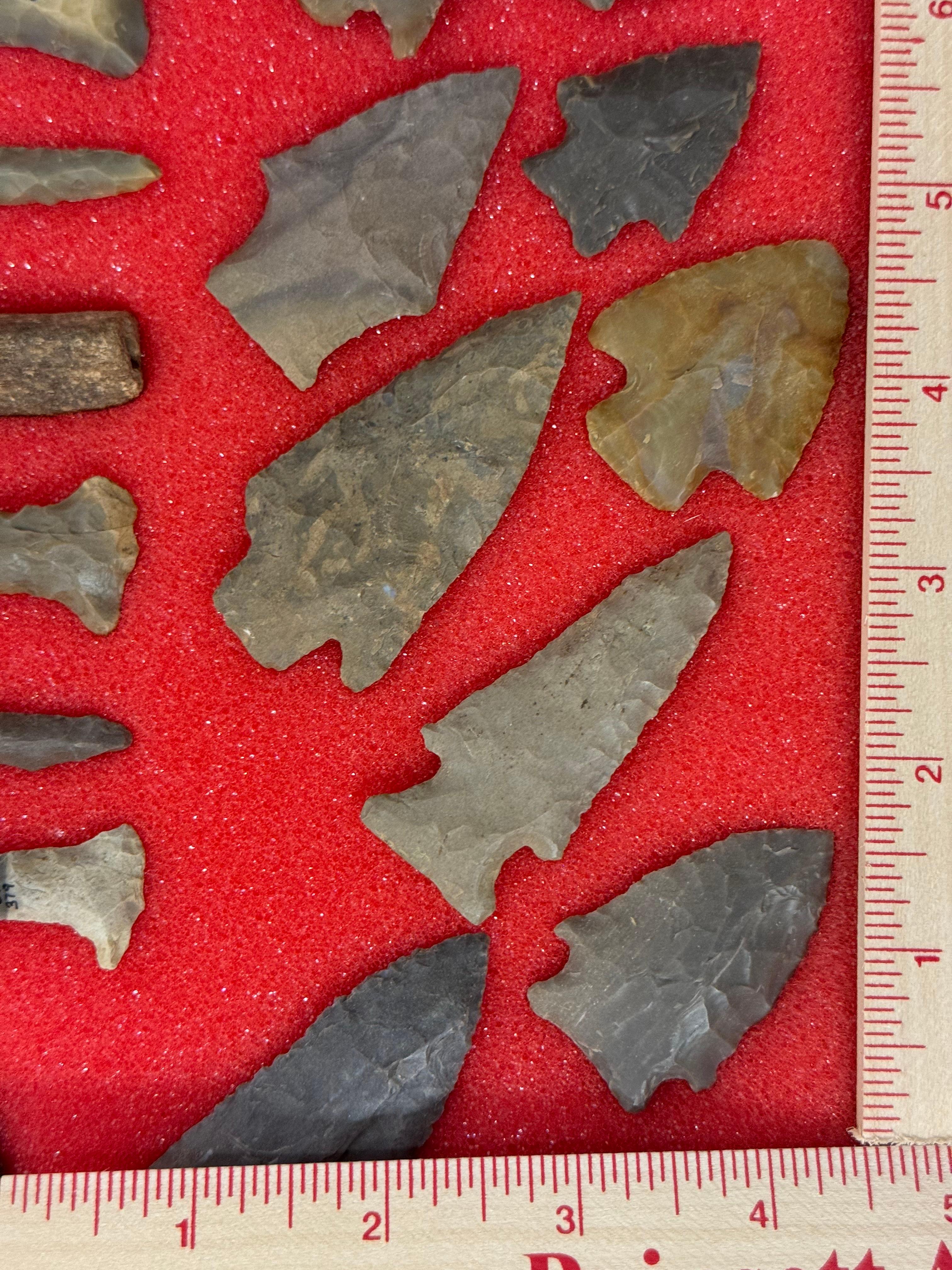 49pc. Curated Ancient Native American Projectile Point Cased Display from North Alabama