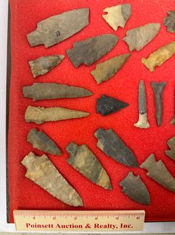 49pc. Curated Ancient Native American Projectile Point Cased Display from North Alabama